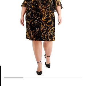 Connected Apparel Elegant Black and Gold Dress